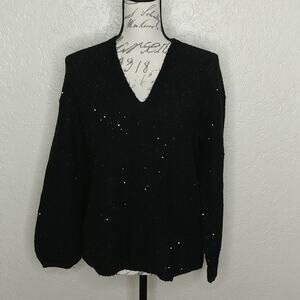 LOFT Sequin Sweater Black Size XS